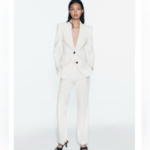 NYT Zara Full-Length Flared Pants Oyster-White Bridal Bride Wedding Suit